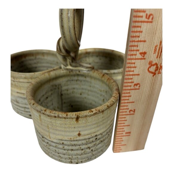 Chris Davis Art Pottery Condiment Server Signed Perkins Cove Ogunquit Maine - Picture 7 of 7